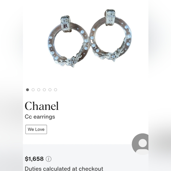 CHANEL 2019 Very Rare Gold Tone Pearl Star Hoop Earrings - Picture 6 of 7